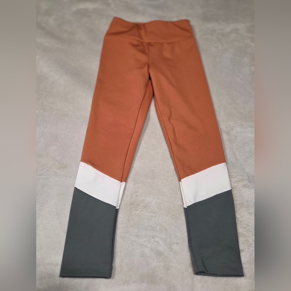 Zara Kids Tri-Tone Leggings - Orange, White, Gray